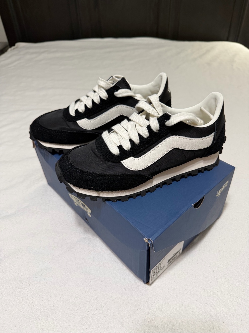 Vans Kids Black and White Retro Runner Sneakers